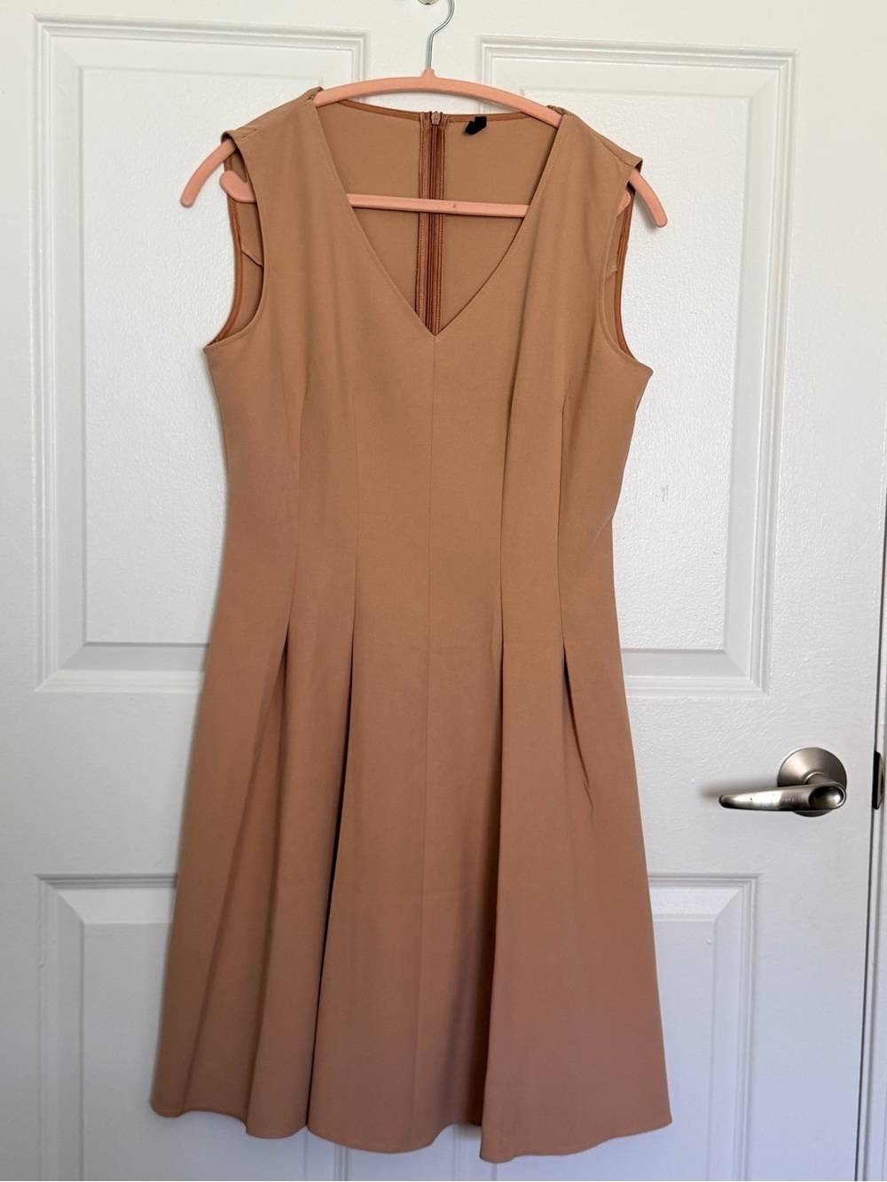 Vero Moda Sleeveless V-Neck A-Line Dress in Camel